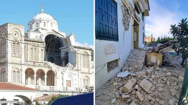 На греческом Самосе из-за землетрясения рухнула церковь Божьей Матери